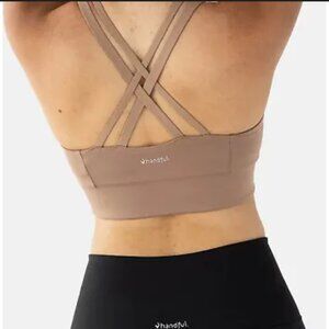 Handful Double Down Sports Bra in Tan Just Brew It size XS
